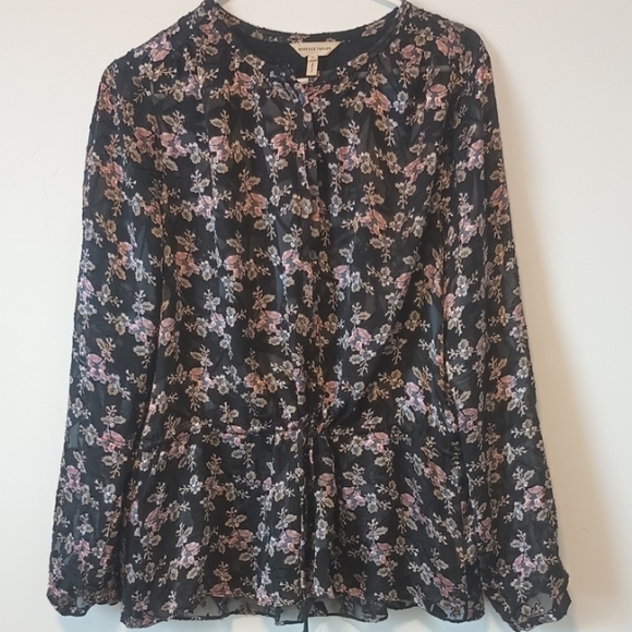 Rebecca Taylor Black Floral Blouse - Picture 3 of 8